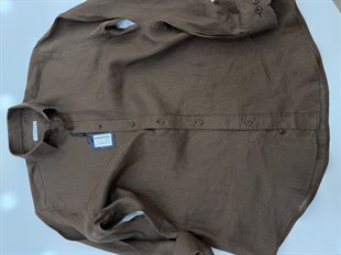 Slim Fit Uzun Kol %100 Keten Nefes Alabilen Kumaştan Hediye Kutulu Erkek Gömlek FS-004170 - Kahverengi
