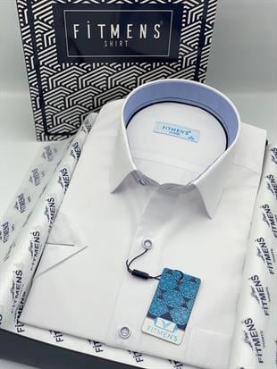 Klasik Kısa Kol Filafil Pötikareli Swift Hediye Kutulu Erkek Gömlek FS-001220 - Beyaz