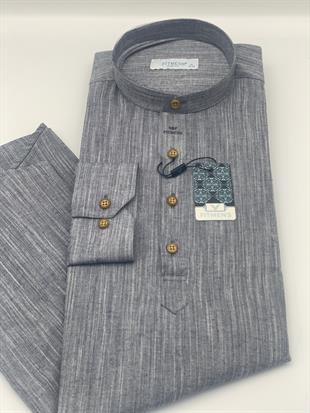 Slim Fit Uzun Kol Hakim Yaka Yarım Patlı Hediye Kutulu Erkek Gömlek FS-003687 - İndigo