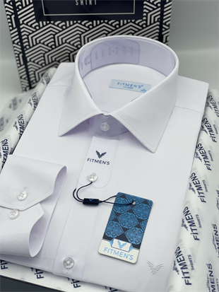 Klasik Uzun Kol Gold Saten Cepsiz Hediye Kutulu Erkek Gömlek FS-003308 - Beyaz