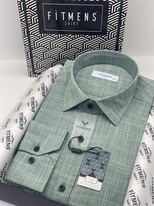 Klasik Uzun Kol Keten Yaka Alttan Düğmeli Hediye Kutulu Erkek Gömlek FS-003686 - Yeşil