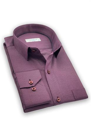 Klasik Uzun Kol Oxford Hediye Kutulu Kolay Ütülenebilir Erkek Gömlek FS-001254 - Mürdüm