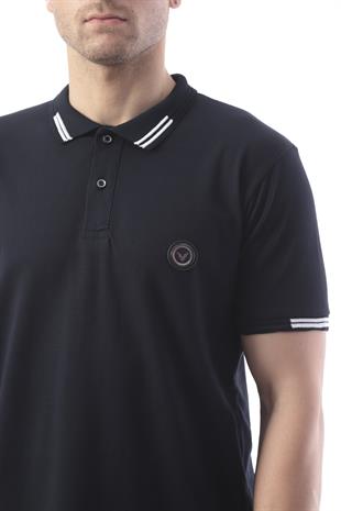 Pamuklu Kumaş Slim Fit Dar Kesim Kıvrılmaz Polo Yaka Tişört FS-003012 - Lacivert