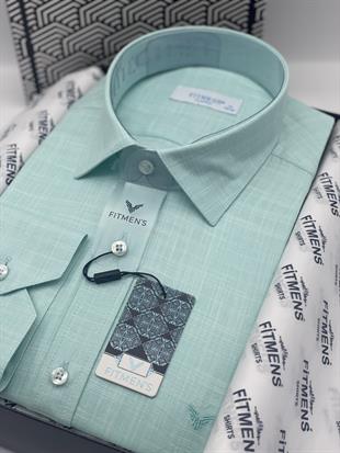 Klasik Uzun Kol Keten Yaka Alttan Düğmeli Hediye Kutulu Erkek Gömlek FS-003686 - Mint