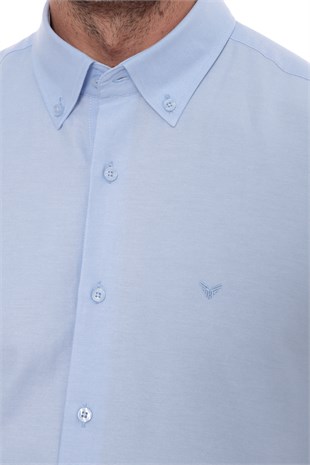 Slim Fit Uzun Kol Pamuklu Hediye Kutulu Kolay Ütülenebilir Erkek Gömlek FS-002225 - Buz Mavi