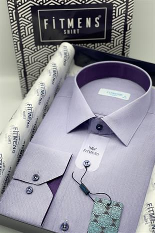 Klasik Uzun Kol Filafil Pitikareli Swift Hediye Kutulu Erkek Gömlek FS-001263 - Lila