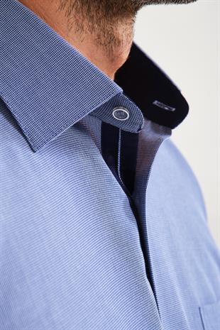 Klasik Kısa Kol Filafil Pötikareli Swift Hediye Kutulu Erkek Gömlek FS-001220 - Lacivert