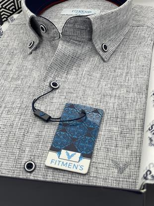 Klasik Kısa Kol Keten Yaka Düğmeli Hediye Kutulu Erkek Gömlek FS-003626 - Gri