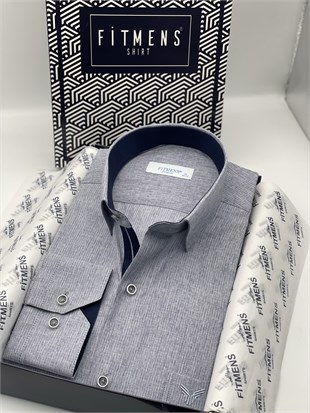 Klasik Uzun Kol Keten Cotton Hediye Kutulu Erkek Gömlek FS-001261 - Lacivert