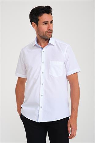 Klasik Kısa Kol Filafil Pötikareli Swift Hediye Kutulu Erkek Gömlek FS-001220 - Beyaz