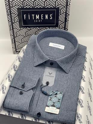 Klasik Uzun Kol Kışlık %100 Cotton Ekoseli Oduncu Yaka Düğmeli Pamuklu Hediye Kutulu Erkek Gömlek FS-001989 - Açık Mavi