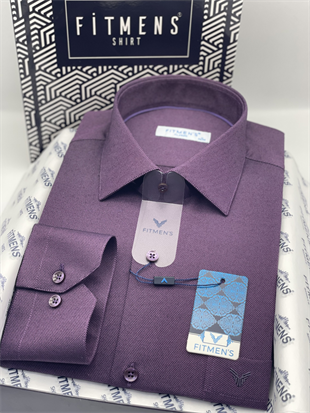 Klasik Uzun Kol Oxford Hediye Kutulu Kolay Ütülenebilir Erkek Gömlek FS-001254 - Mürdüm