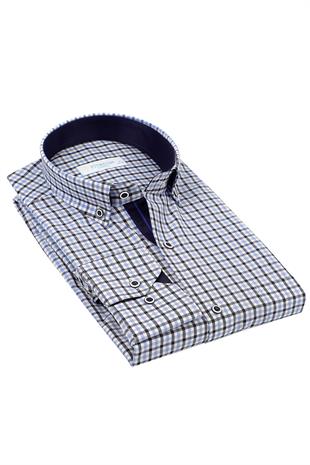 Klasik Uzun Kol King Kareli Hediye Kutulu Erkek Gömlek FS-001258 - Mavi