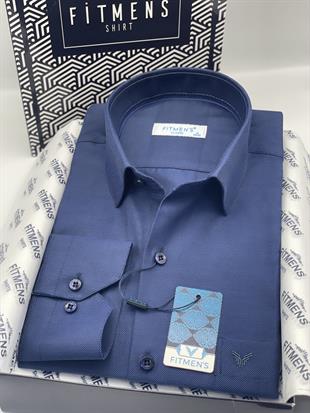 Klasik Uzun Kol Oxford Hediye Kutulu Kolay Ütülenebilir Erkek Gömlek FS-001254 - Lacivert Saks Mavi