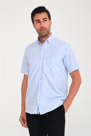 Klasik Kısa Kol Filafil Pötikareli Swift Hediye Kutulu Erkek Gömlek FS-001220 - Mavi