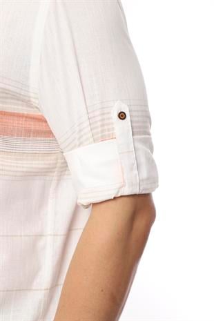 Slim Fit Uzun Kol Panolu Keten Hediye Kutulu Kolay Ütülenebilir Erkek Gömlek FS-002994 - Bej