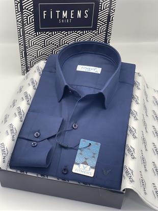 Klasik Uzun Kol Oxford Hediye Kutulu Kolay Ütülenebilir Erkek Gömlek FS-001254 - Lacivert Saks Mavi