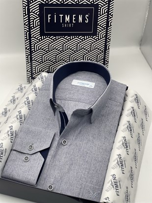 Klasik Uzun Kol Keten Cotton Hediye Kutulu Erkek Gömlek FS-001261 - Lacivert