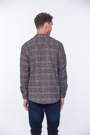 Oversize Yeni Sezon Gömlek Yaka Pamuklu Oduncu Hediye Kutulu Erkek Gömlek FS-002168 - Pudra