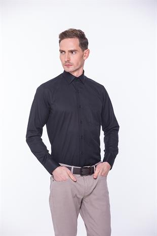 Klasik Uzun Kol Oxford Hediye Kutulu Kolay Ütülenebilir Erkek Gömlek FS-001254 - Siyah