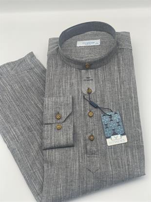 Slim Fit Uzun Kol Hakim Yaka Yarım Patlı Hediye Kutulu Erkek Gömlek FS-003687 - Siyah