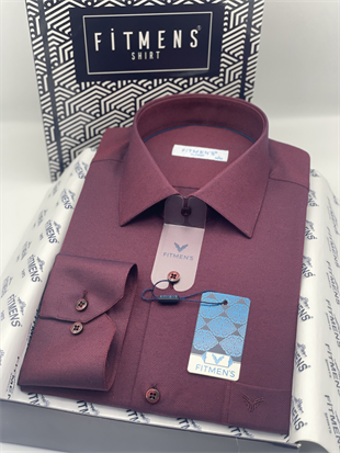 Klasik Uzun Kol Oxford Hediye Kutulu Kolay Ütülenebilir Erkek Gömlek FS-001254 - Bordo