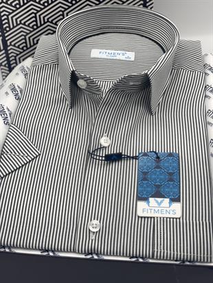 Klasik Kısa Kol Çizgili Hediye Kutulu Erkek Gömlek FS-003005 - Kahverengi