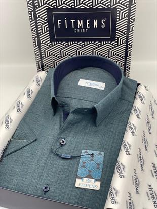 Klasik Kısa Kol Keten Hediye Kutulu Erkek Gömlek FS-003575 - Yeşil