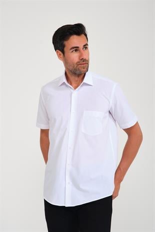 Klasik Kısa Kol Terry Cotton Hediye Kutulu Erkek Gömlek FS-000763 - Beyaz