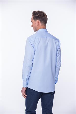 Klasik Uzun Kol Oxford Hediye Kutulu Kolay Ütülenebilir Erkek Gömlek FS-001254 - Açık Mavi