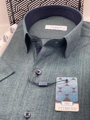 Klasik Kısa Kol Keten Hediye Kutulu Erkek Gömlek FS-003575 - Yeşil