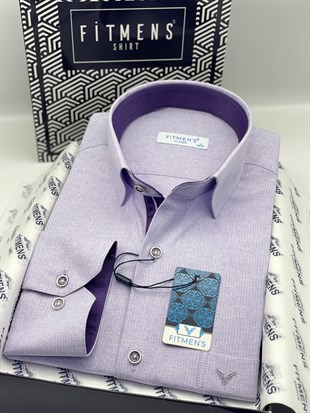 Klasik Uzun Kol Keten Cotton Hediye Kutulu Erkek Gömlek FS-001261 - Lila
