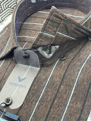 Klasik Uzun Kol Kışlık Ekoseli Oduncu Yaka Düğmeli Pamuklu Hediye Kutulu Erkek Gömlek FS-003137 - Açık Kahve