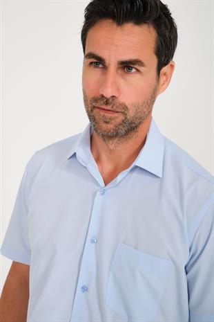 Klasik Kısa Kol Terry Cotton Hediye Kutulu Erkek Gömlek FS-000763 - Ö821 Mavi