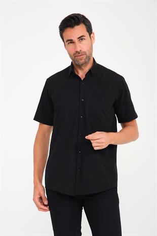 Klasik Kısa Kol Terry Cotton Hediye Kutulu Erkek Gömlek FS-000763 - Siyah