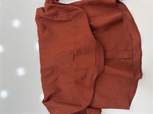 Slim Fit Uzun Kol %100 Keten Nefes Alabilen Kumaştan Hediye Kutulu Erkek Gömlek FS-004170 - Kiremit