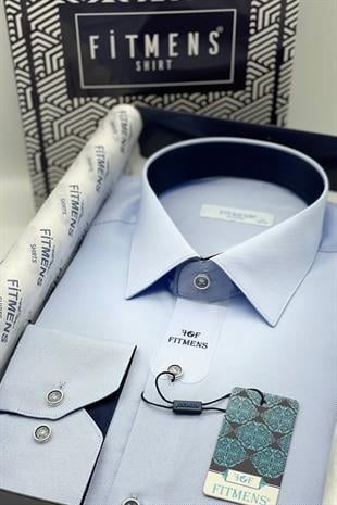 Klasik Uzun Kol Gabardin Düz Hediye Kutulu Erkek Gömlek FS-002155 - Açık Mavi