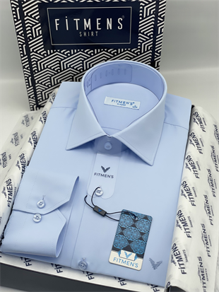 Klasik Uzun Kol Gold Saten Cepsiz Hediye Kutulu Erkek Gömlek FS-003308 - Açık Mavi