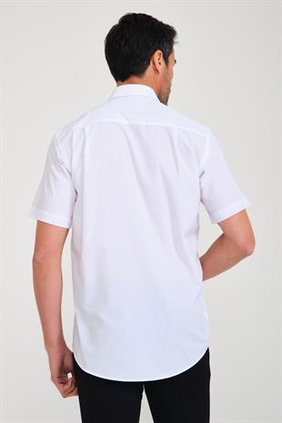 Klasik Kısa Kol Terry Cotton Hediye Kutulu Erkek Gömlek FS-000763 - Beyaz