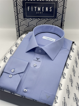Klasik Uzun Kol Oxford Hediye Kutulu Kolay Ütülenebilir Erkek Gömlek FS-001254 - Mavi