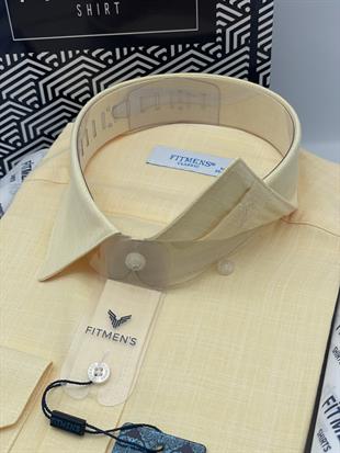 Klasik Uzun Kol Keten Yaka Alttan Düğmeli Hediye Kutulu Erkek Gömlek FS-003686 - Sarı