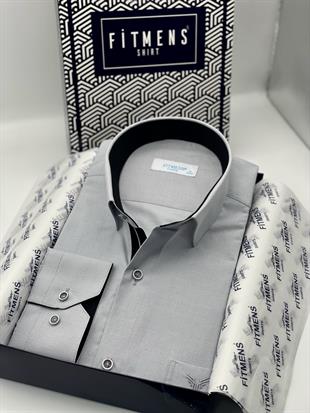 Klasik Uzun Kol Filafil Pitikareli Swift Hediye Kutulu Erkek Gömlek FS-001263 - Gri