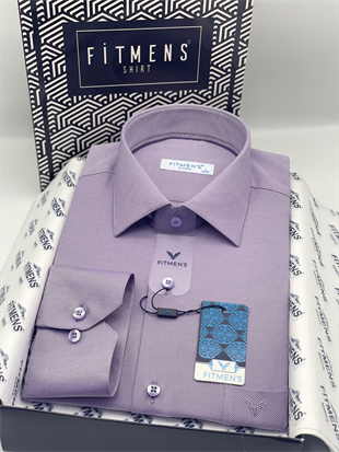 Klasik Uzun Kol Oxford Hediye Kutulu Kolay Ütülenebilir Erkek Gömlek FS-001254 - Mor