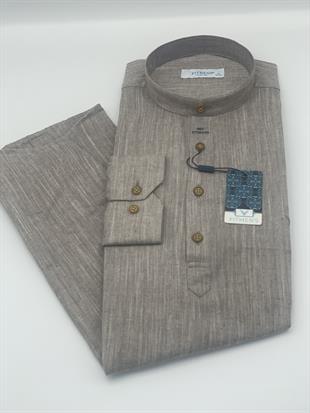 Slim Fit Uzun Kol Hakim Yaka Yarım Patlı Hediye Kutulu Erkek Gömlek FS-003687 - Kahverengi