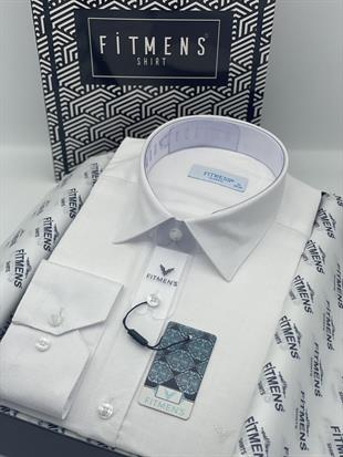 Klasik Uzun Kol Keten Yaka Alttan Düğmeli Hediye Kutulu Erkek Gömlek FS-003686 - Beyaz