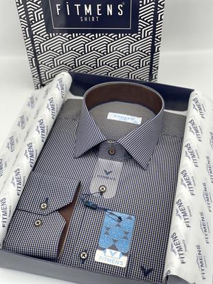 Klasik Uzun Kol Kareli Hediye Kutulu Erkek Gömlek FS-003105 - Lacivert