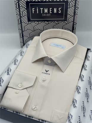 Klasik Uzun Kol Oxford Hediye Kutulu Kolay Ütülenebilir Erkek Gömlek FS-001254 - Krem