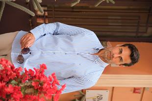 Slim Fit Uzun Kol Likralı Çizgili Yaka Düğmeli Hediye Kutulu Erkek Gömlek FS-003669 - Saks Mavi