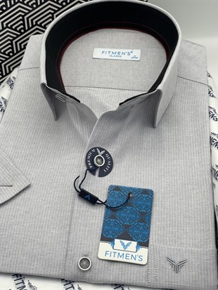 Klasik Kısa Kol Keten Cotton Hediye Kutulu Erkek Gömlek FS-003624 - Gri