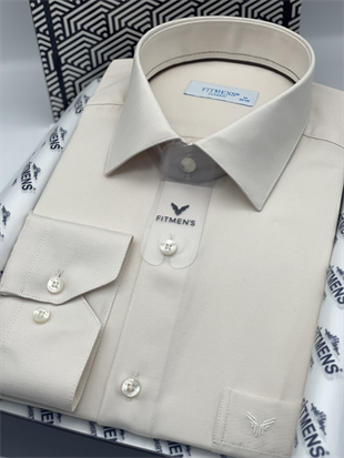 Klasik Uzun Kol Oxford Hediye Kutulu Kolay Ütülenebilir Erkek Gömlek FS-001254 - Krem